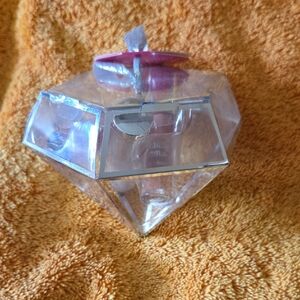 Diamond-Shaped Perfume Bottle with Pink Cap